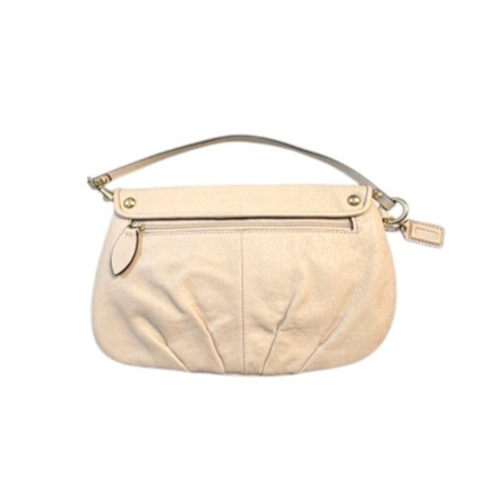 Coach Leather Wristlet Clutch Beige Cream Pleated Small Bag Gold Snap Purse - Picture 3 of 10